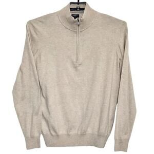 Mens Faherty Movement Quarter Zip Sweater Size Medium Tan Brown